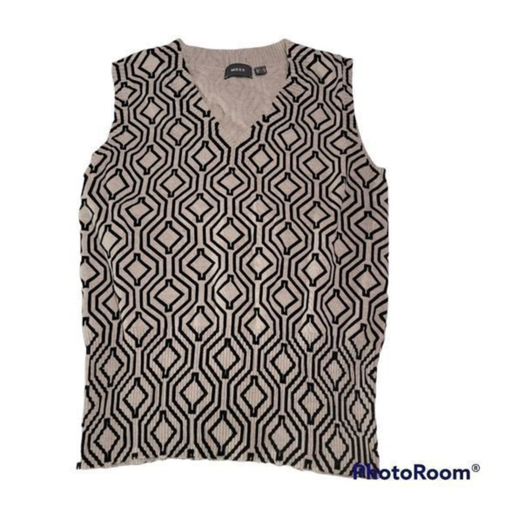 MCXX sleeveless sweater Blouse‎ fitted bottom beige black women's size medium